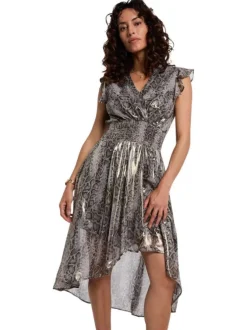 Robe longue bronze sans manches ornée d'un motif peau de serpent