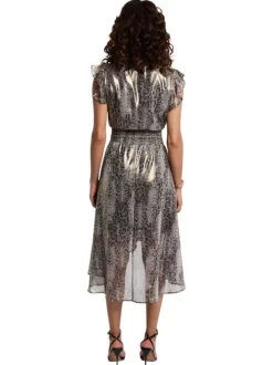 Robe longue bronze sans manches ornée d'un motif peau de serpent