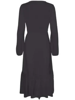 Robe longue grise pour femme avec imprimé floral coupe droite