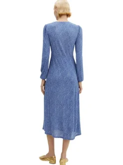Robe longue multicolore rayée coupe cintrée col v et à manches courtes