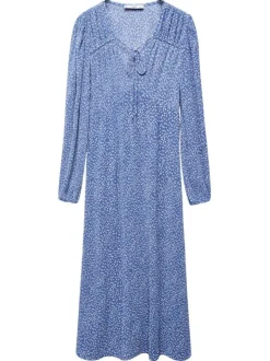 Robe longue multicolore rayée coupe cintrée col v et à manches courtes