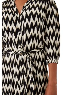 Robe longue noire rayée à coupe ajustée col v et à manche 3/4