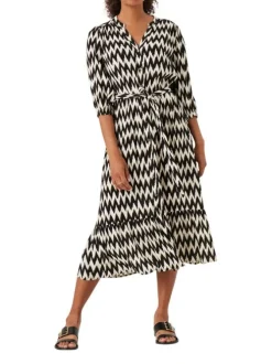 Robe longue noire rayée à coupe ajustée col v et à manche 3/4