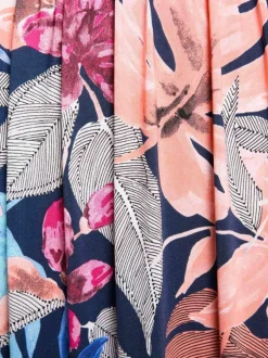 Robe longue sans manche multicolore coupe cintrée pourvue d'un col v