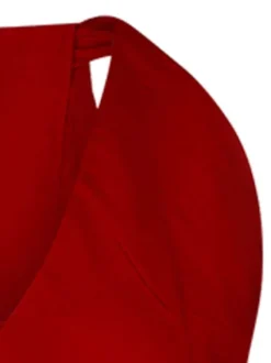 Robe longue sans manches rouge unie avec une coupe droite et un col v