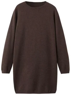Robe marron coupe ample pourvue d'un col rond et de manches longues