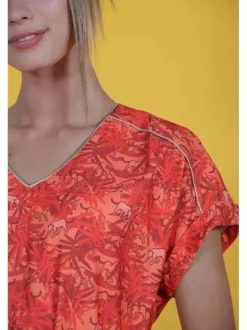 Robe rouge pour femme imprimé savane CACATOES