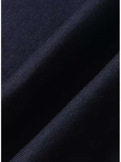 Robe sweat courte marine unie à col rond et manches longues