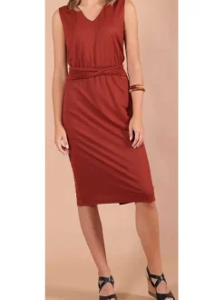 Robe unie pour femme prune coupe évasée RIVIERA