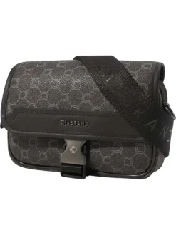 Sac à bandoulière anthracite orné d'un motif monogramme contrasté