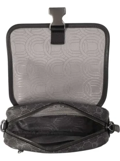 Sac à bandoulière anthracite orné d'un motif monogramme contrasté