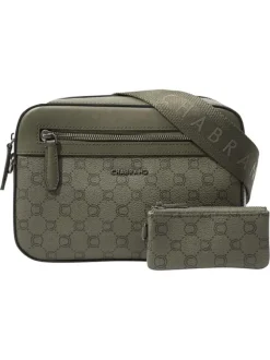 Sac à bandoulière kaki pourvu d'un motif monogramme contrasté