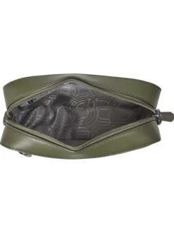 Sac à bandoulière kaki pourvu d'un motif monogramme contrasté