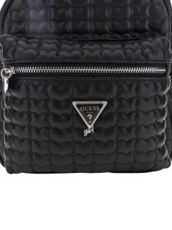 Sac à dos noir aspect matelassé pourvu de fermetures zippées