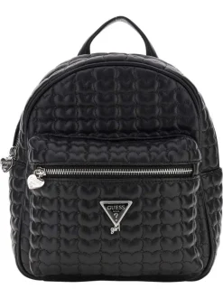 Sac à dos noir aspect matelassé pourvu de fermetures zippées