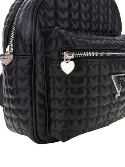 Sac à dos noir aspect matelassé pourvu de fermetures zippées