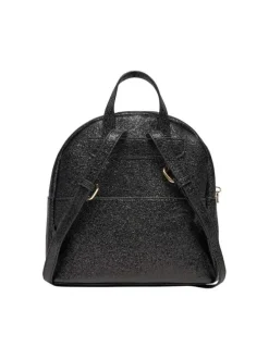 Sac à dos noir uni à paillettes noires brillantes all-over et logo doré