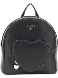 Sac à dos noir uni arrondi avec une poche zippée en forme de cœur à l'avant