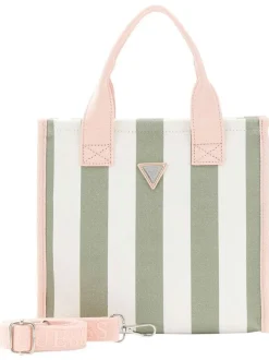 Sac à main en coton vert orné d'un motif à rayures verticales