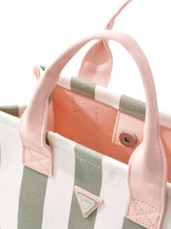 Sac à main en coton vert orné d'un motif à rayures verticales
