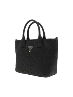 Sac à main noir orné d'un motif monogramme et pourvu d'un porte-monnaies