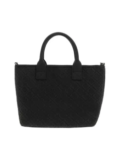 Sac à main noir orné d'un motif monogramme et pourvu d'un porte-monnaies