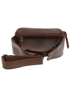 Sac banane en cuir marron à ceinture ajustable et compartiment zippé