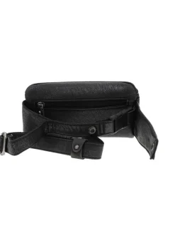 Sac banane en cuir noir à ceinture ajusatble et compartiment zippé
