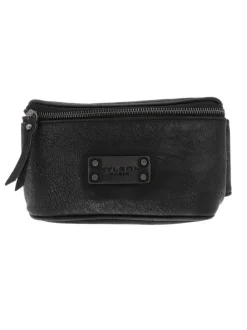 Sac banane en cuir noir à ceinture ajusatble et compartiment zippé