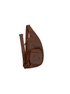 Sac banane marron uni à bandoulière ajustable et fermeture zippée