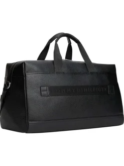Sac weekender noir aspect grainé pourvu d'une bandoulière amovible