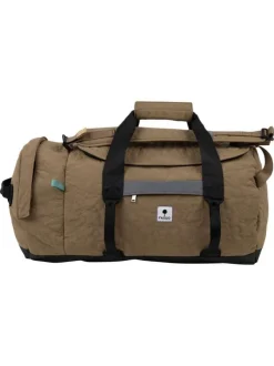 Sac weekender noir et marron uni avec des poches zippées et des anses