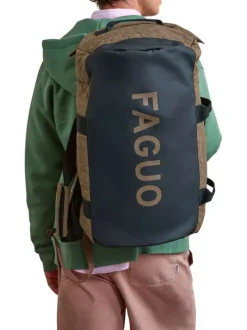 Sac weekender noir et marron uni avec des poches zippées et des anses