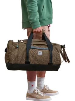 Sac weekender noir et marron uni avec des poches zippées et des anses