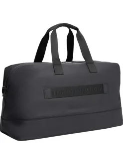 Sac weekender noir pourvu d'une large bandoulière amovible et réglable