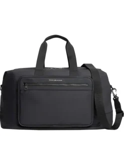 Sac weekender noir pourvu d'une large bandoulière amovible et réglable