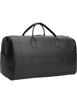 Sac weekender noir pourvu d'une large bandoulière amovible et réglable