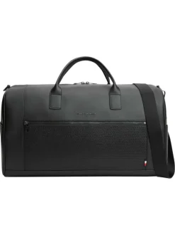 Sac weekender noir pourvu d'une large bandoulière amovible et réglable