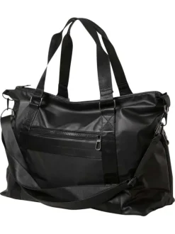Sac weekender noir pourvu d'anses plates et d'une fermeture zippée