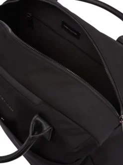 Sac weekender noir uni avec anses et bandoulière amovible et zippé