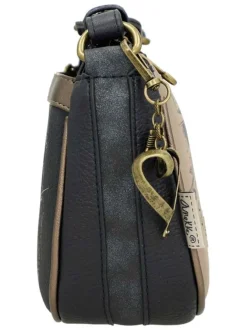 Sac anthracite et beige orné de motifs exclusifs avec fermeture zippée