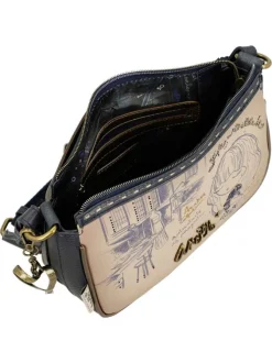 Sac anthracite et beige orné de motifs exclusifs avec fermeture zippée