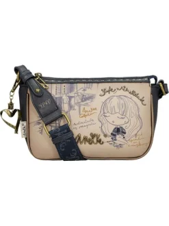 Sac anthracite et beige orné de motifs exclusifs avec fermeture zippée