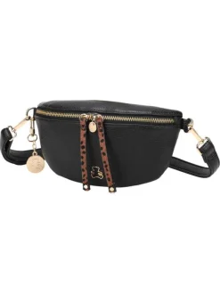 Sac banane noir effet grainé avec fermeture à glissière
