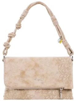 Sac bandouliere beige avec des motifs floraux muni d'une anse