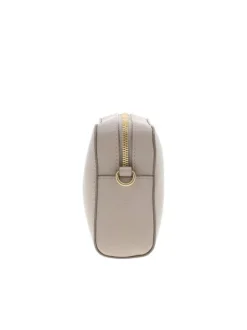 Sac bandouliere beige uni avec une fermeture zippée en doré