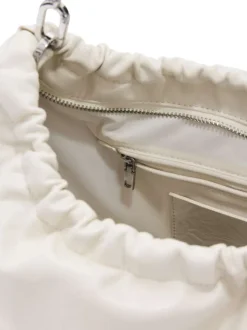 Sac bandouliere blanc uni muni d'une anse bicolore tressée