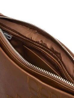 Sac bandouliere camel avec des motifs floraux muni d'une anse