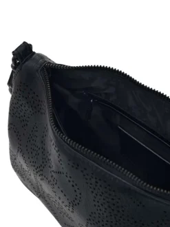 Sac bandouliere noir avec des motifs floraux avec une anse