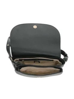Sac bandouliere noir uni avec logo iconique sur le devant en doré